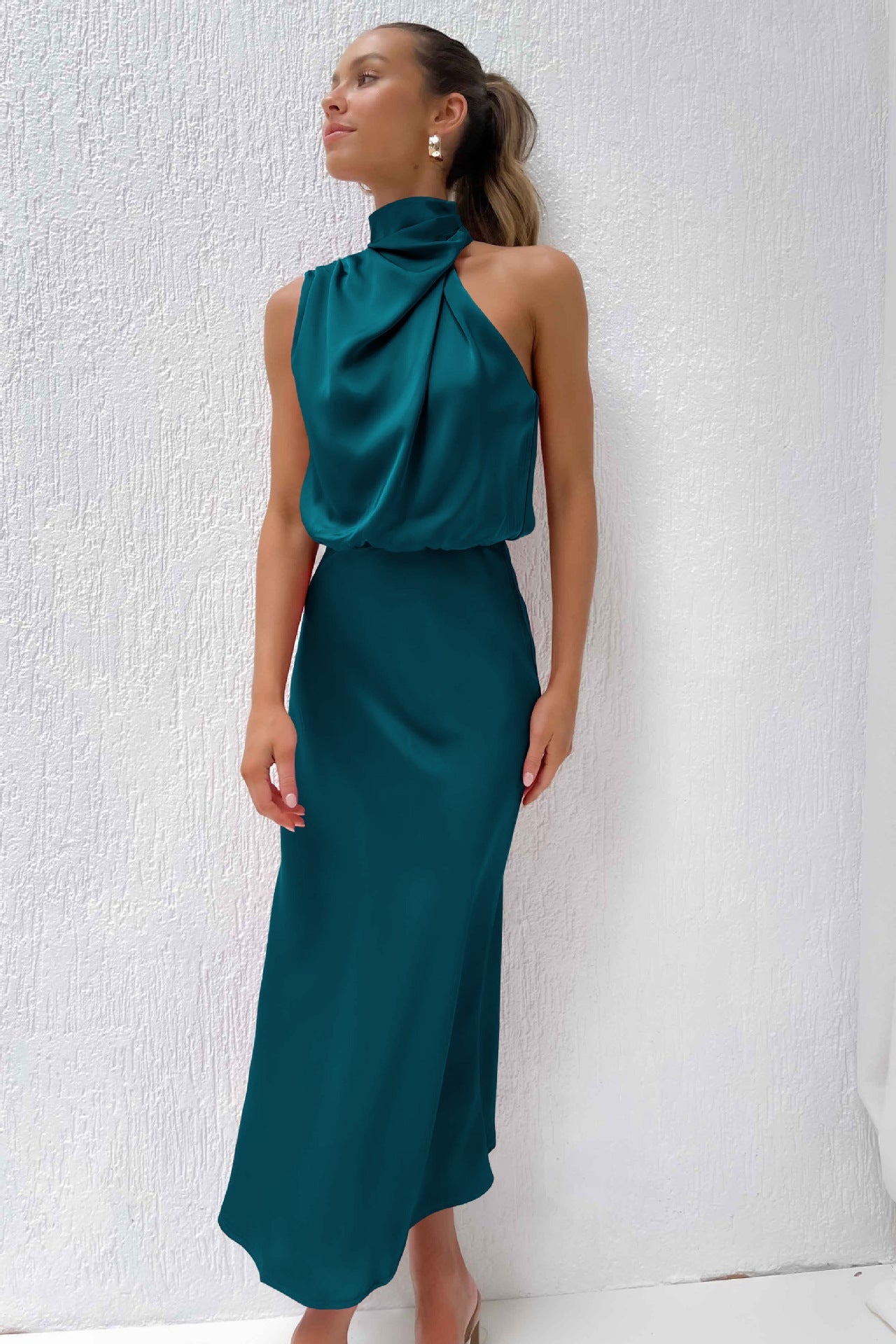 Elegant Graceful Silk Midi Dress
