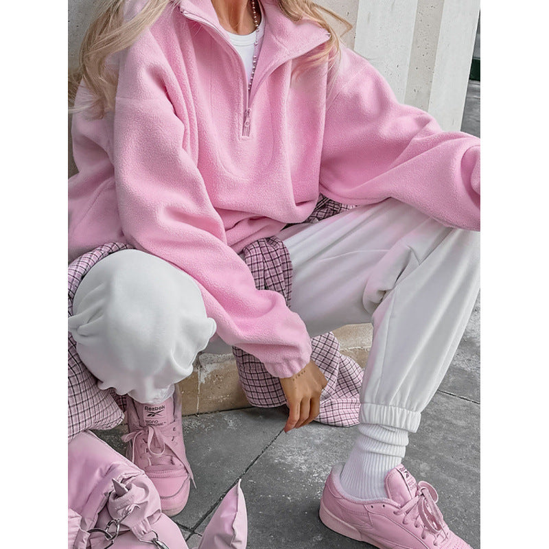 Vibrant Pink Fleece Oversize Sweatshirt