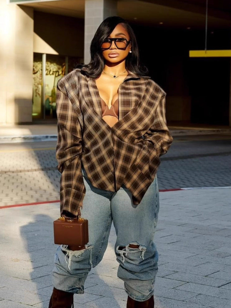 Plaid Oversize Deconstruction Shirt