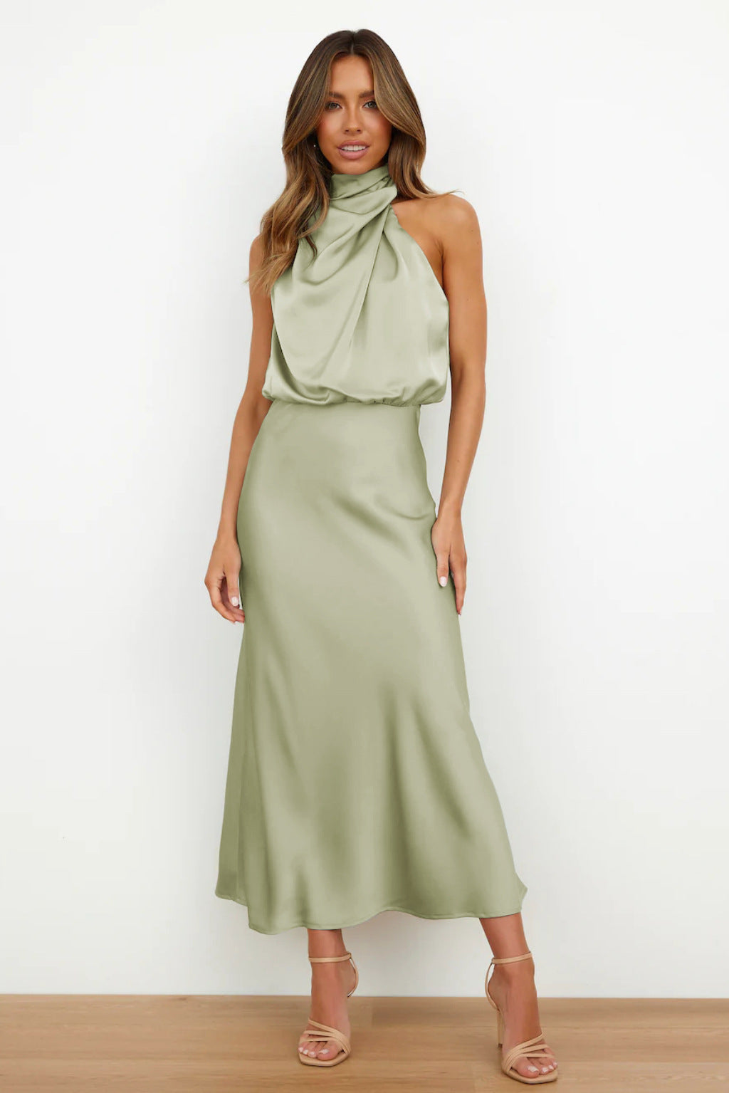Elegant Graceful Silk Midi Dress