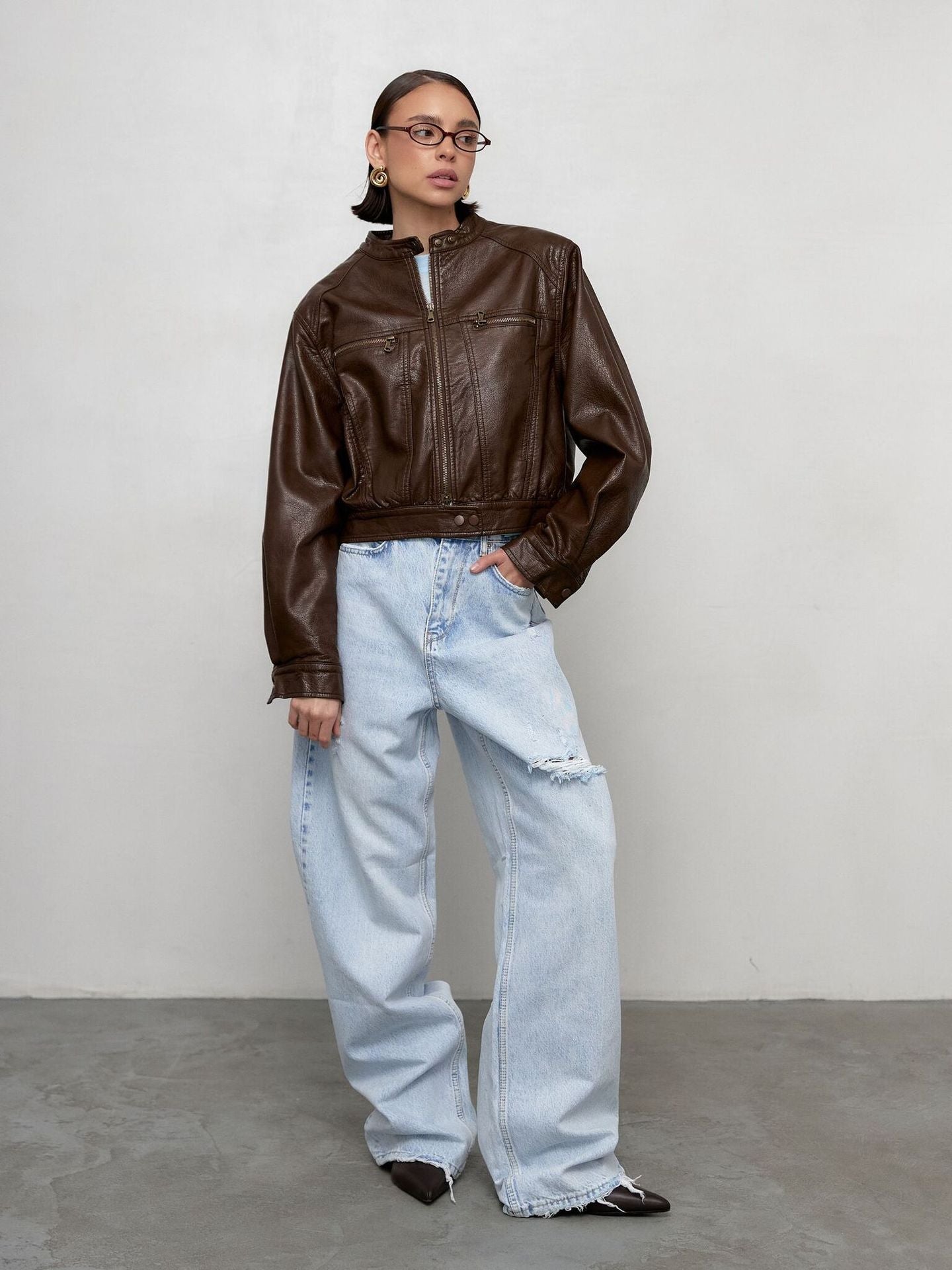 Stylish Ripped Light Blue Jeans