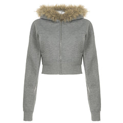 Veste à col en fourrure cool pour une sortie