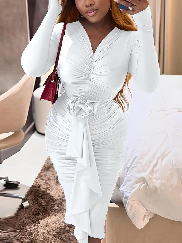 Ruched Rose Drape Dresses