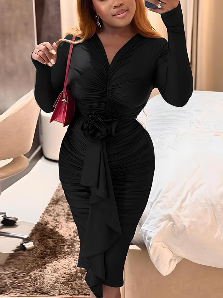 Ruched Rose Drape Dresses