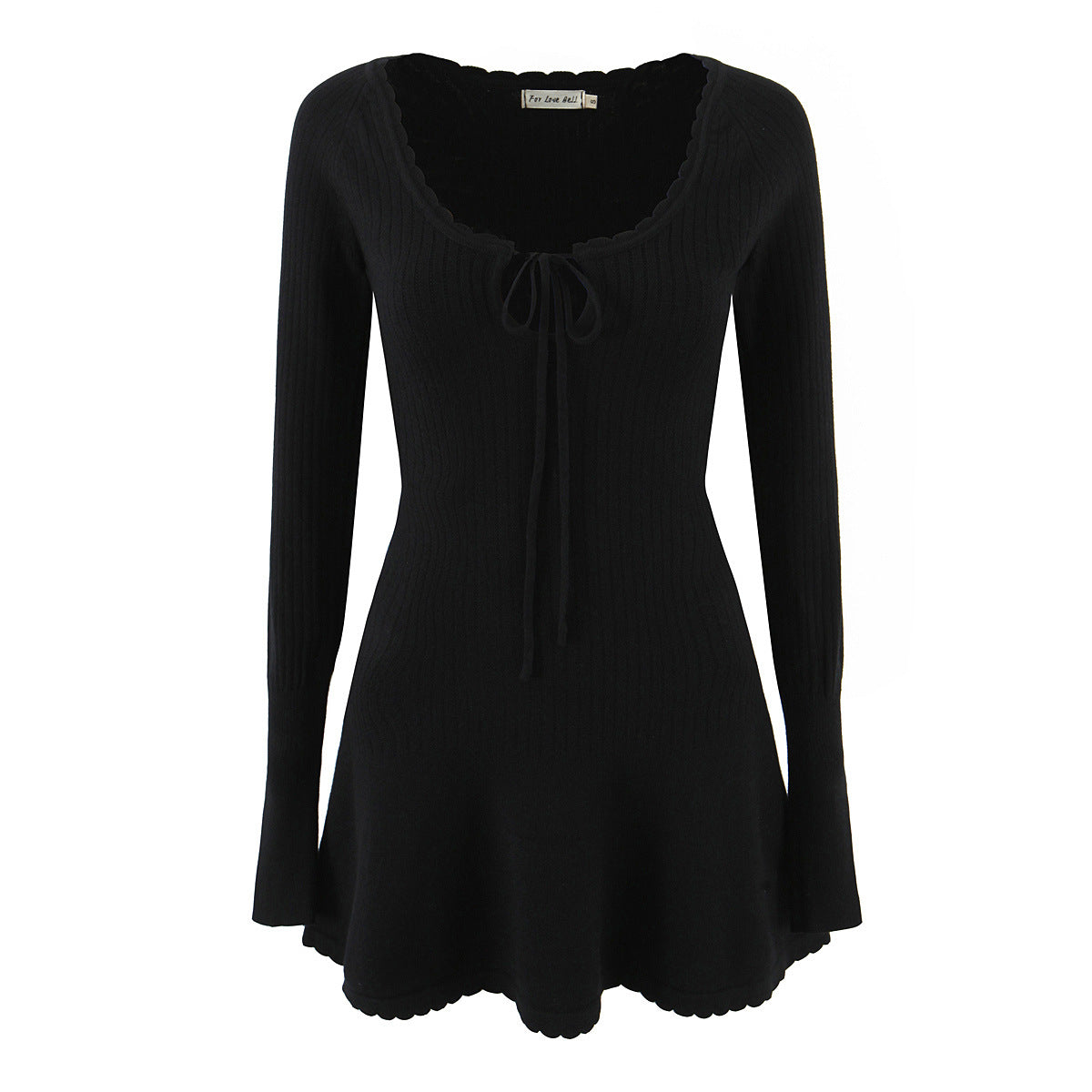 Mysterious Sexy Black Tie-Front Dress