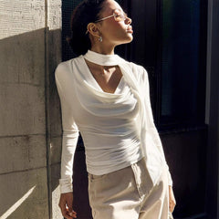 Stylish Individualistic Wrap Neck Top