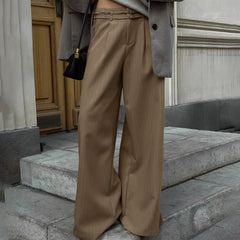 Elegant Professional Pinstriped Wide Leg Pants
