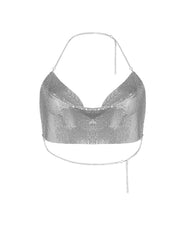 Haut dos nu à paillettes et strass pour soirée 
