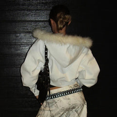 Veste à col en fourrure cool pour une sortie