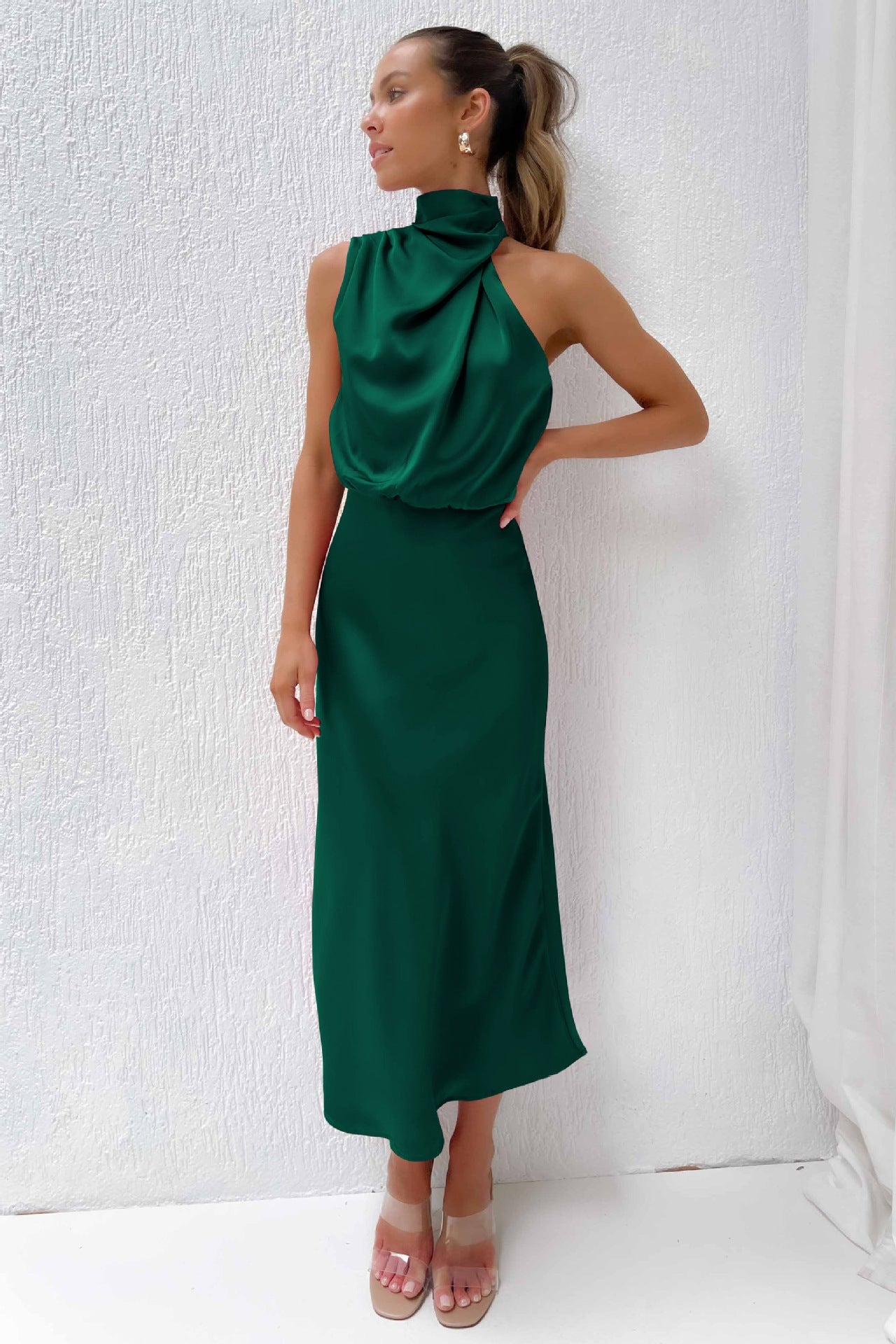 Elegant Graceful Silk Midi Dress