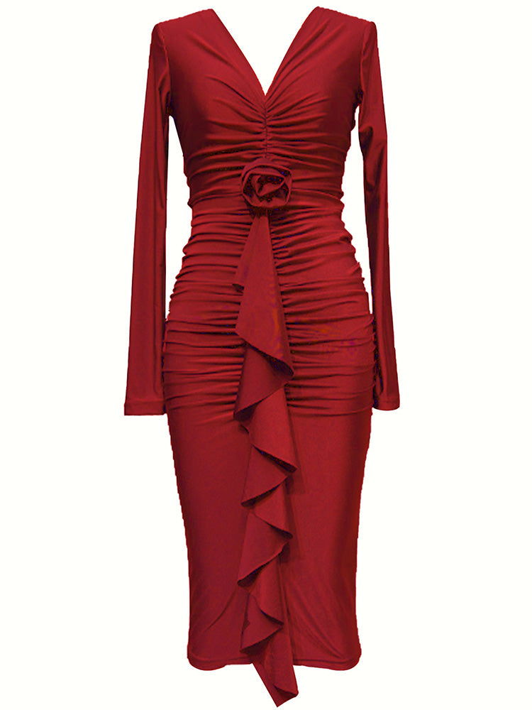 Ruched Rose Drape Dresses