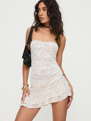 Robe mini bustier en dentelle séduisante pour les fêtes