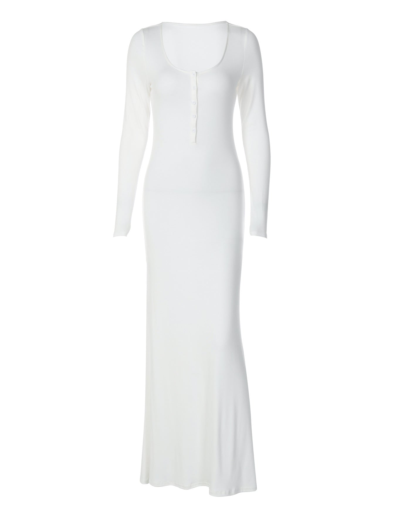 Winter Elegant Pure White Maxi Dress