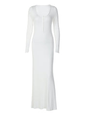 Winter Elegant Pure White Maxi Dress