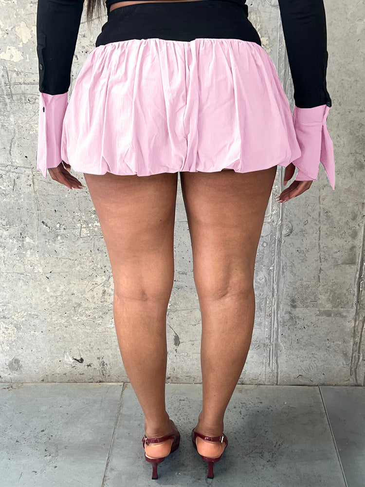 Lace-Up Top  Bubble Skort Set
