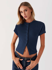 Elegance Short-Sleeved Knit Top