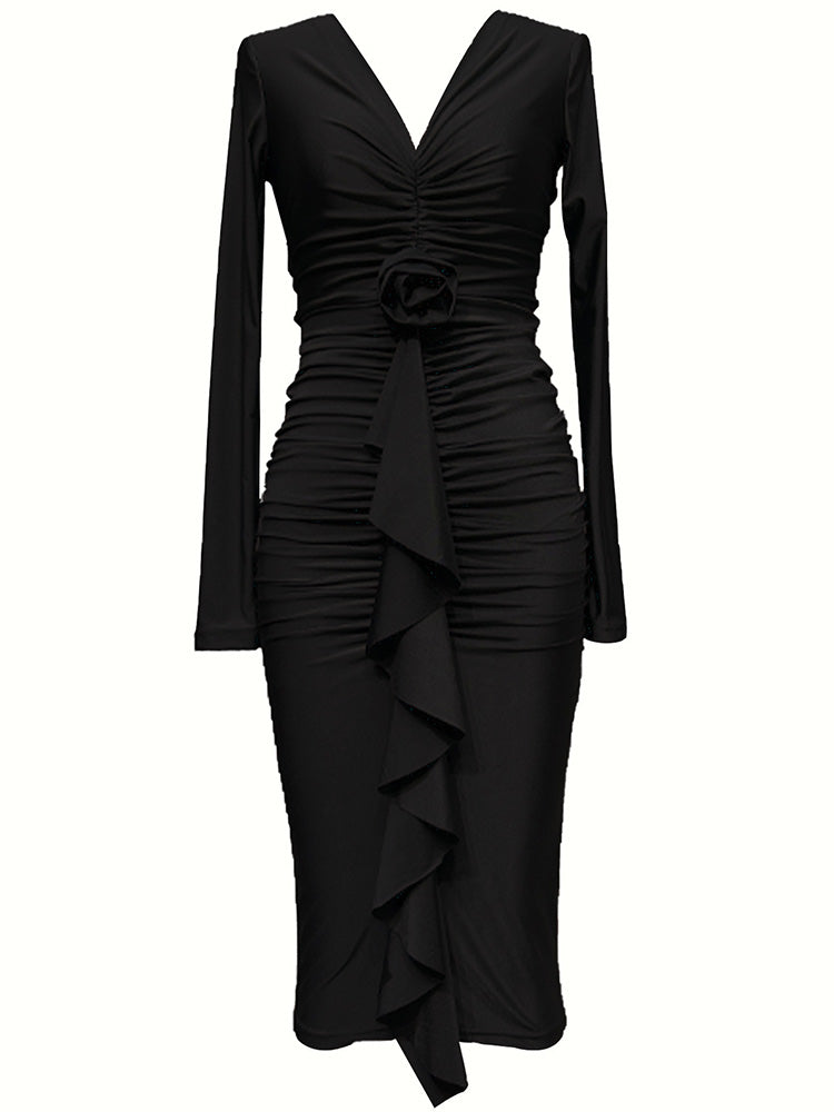 Ruched Rose Drape Dresses