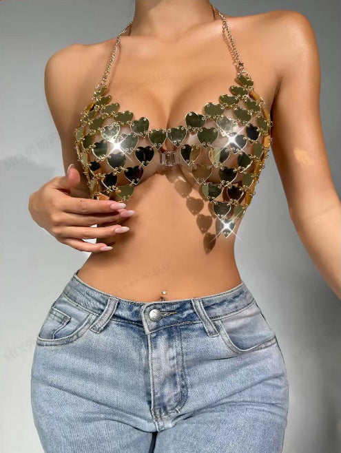 Haut dos nu à paillettes améthyste pour soirée 