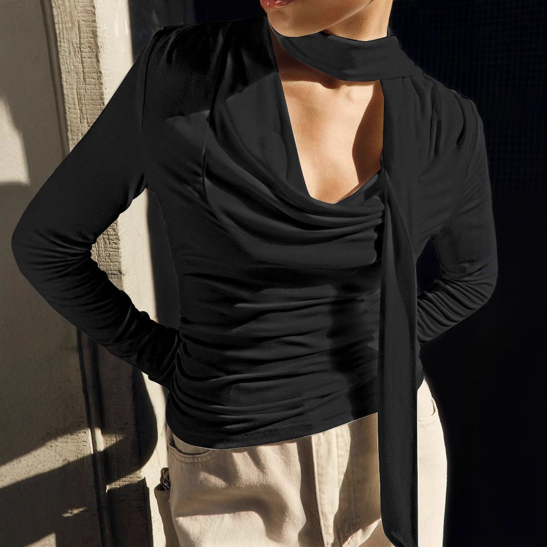 Stylish Individualistic Wrap Neck Top