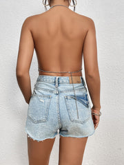 Haut dos nu élégant argenté métallisé Screen