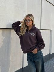 Sweat-shirt oversize décontracté et élégant à demi-zip