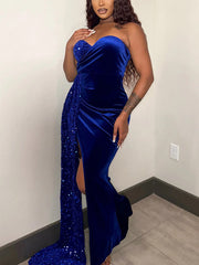 Sequin Velvet Draped Gown Dresses