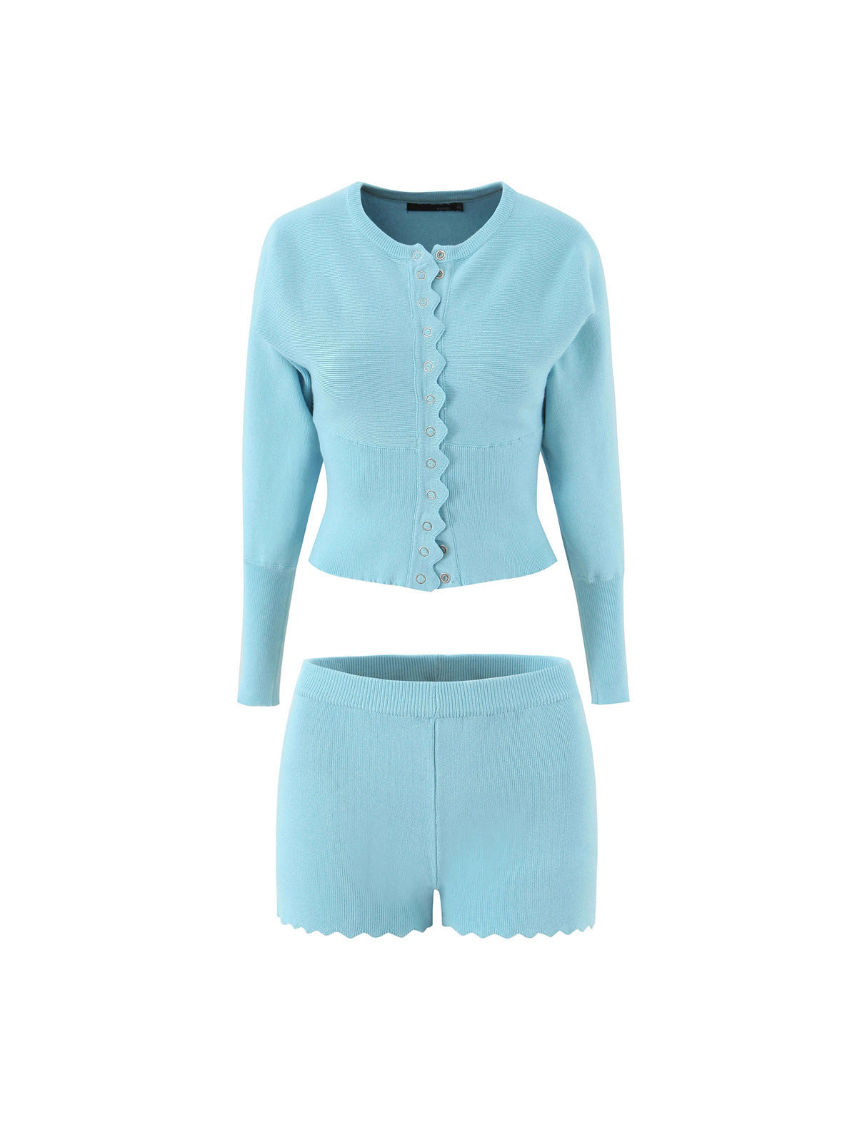 Casual Blue Knitted Short