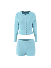 Casual Blue Knitted Short