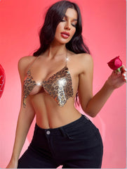 Birthday Glamour Leopard Print Halter Top