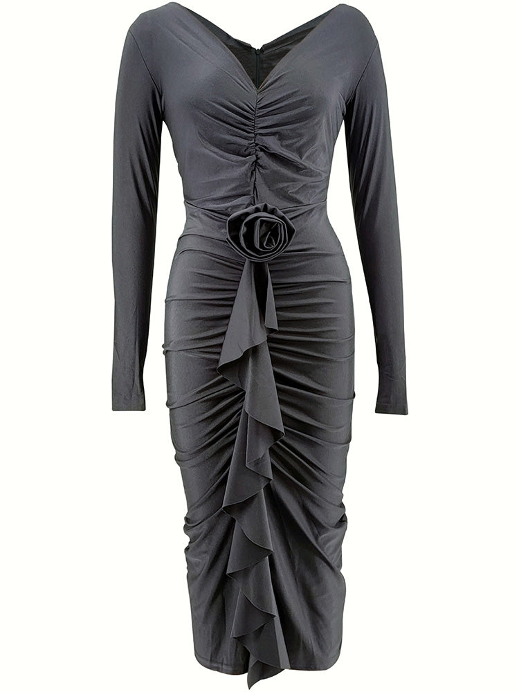 Ruched Rose Drape Dresses