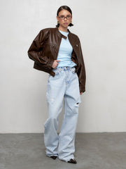 Stylish Ripped Light Blue Jeans