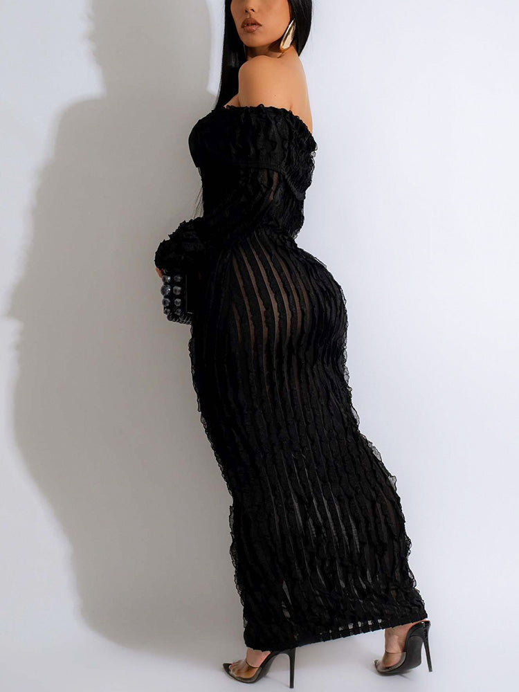 Off Shoulder Mesh Dresses