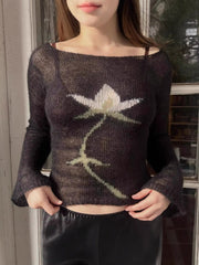 Charming Flower Pattern Sweater