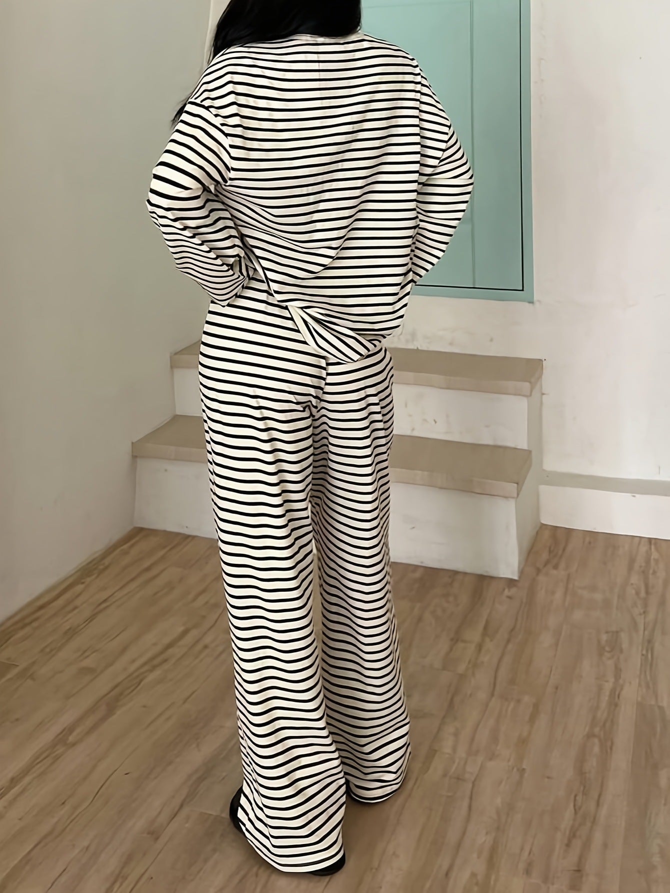Home Fashion Striped Lounge Two Piece Set