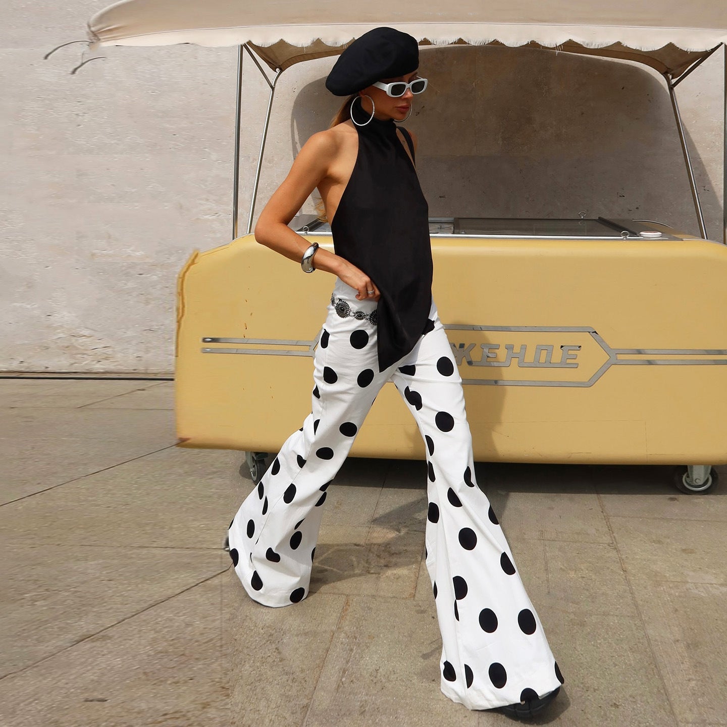 Retro Stylish Polka Dot Flare Pants