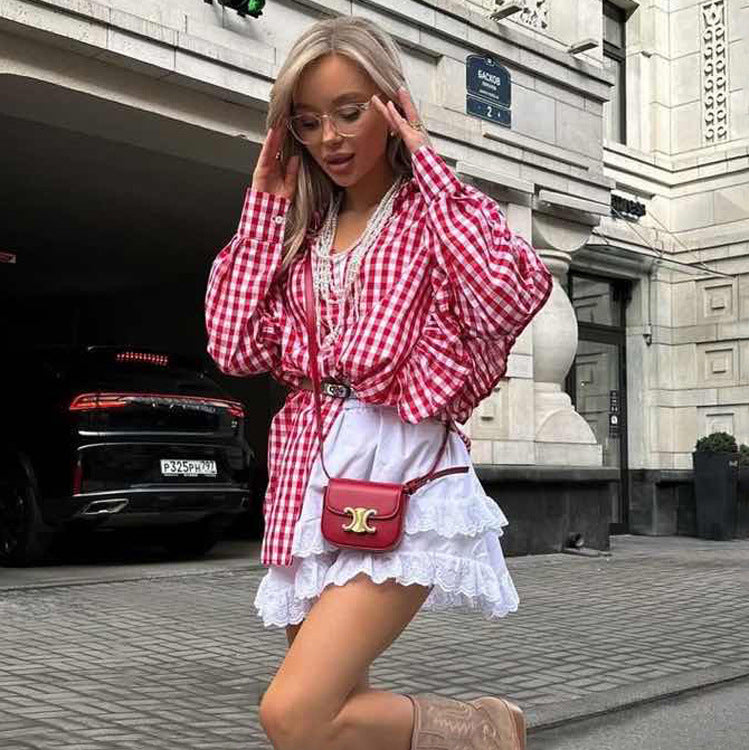 Chemise vichy rouge et blanche style campagne
