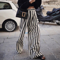 Elegant Striped Wide-leg Pants