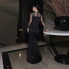 Mysterious Black Sequin Sheer Gown