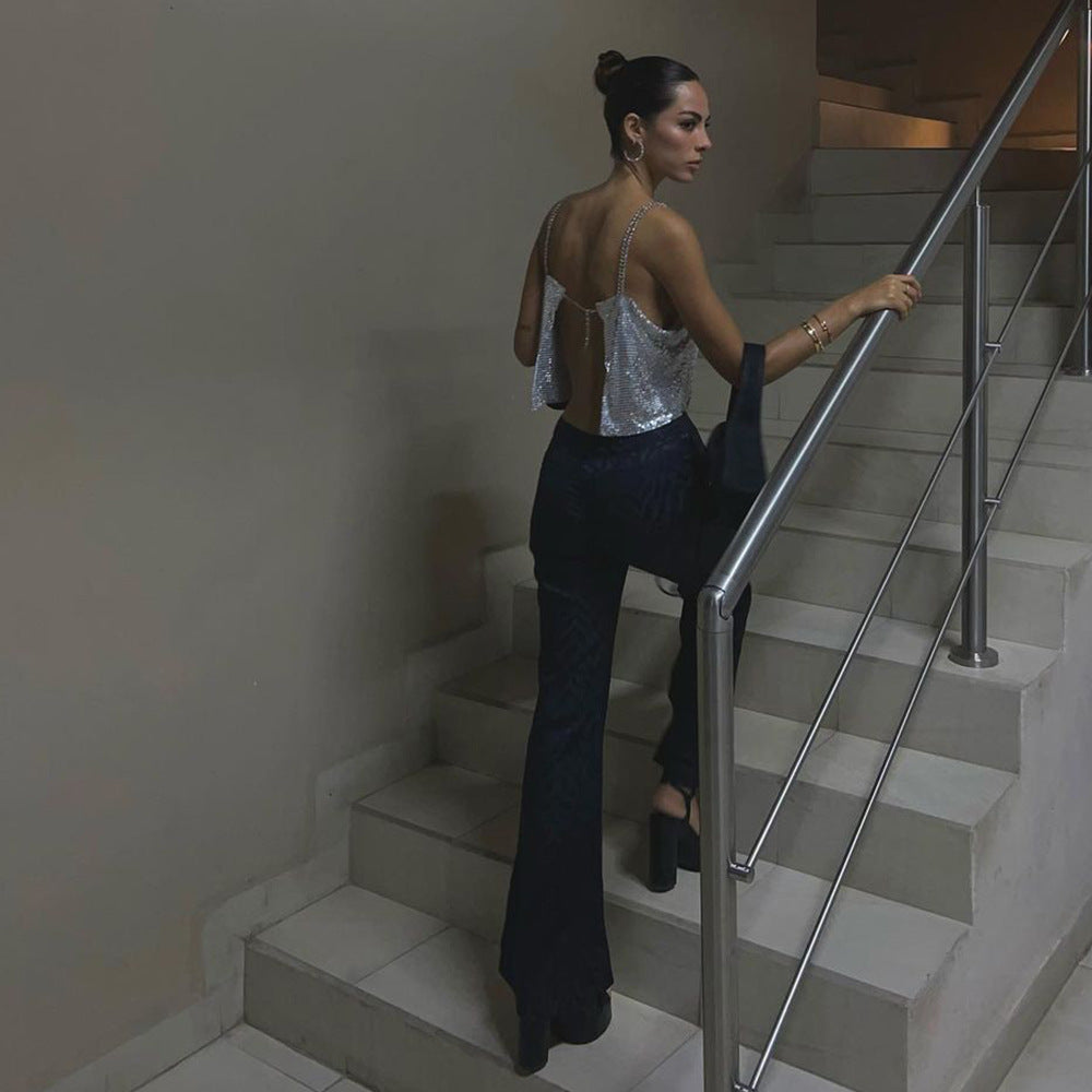 Débardeur essentiel à sequins argentés