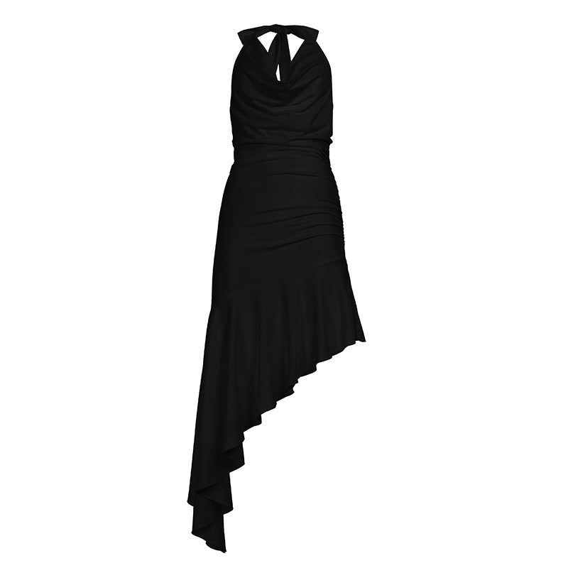 Out Cool Halter Asymmetric Bodycon Dress
