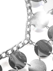 Robe mini glamour à disques brillants pour les fêtes 