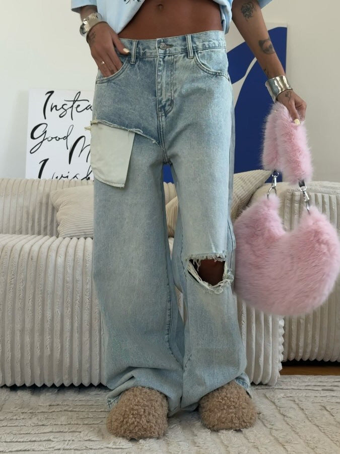 Jeans délavés et usés tendance 