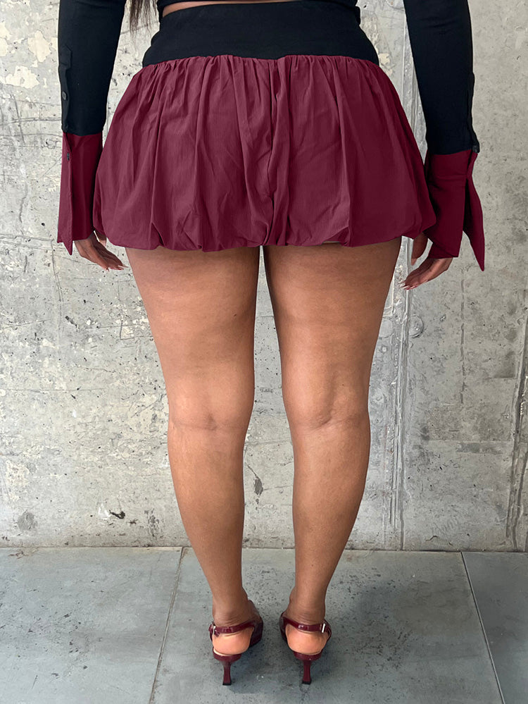 Lace-Up Top  Bubble Skort Set