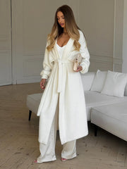 Indoor Effortlessly Elegant White Cardigen