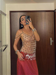 Débardeur en maille perlée pour une fête enchanteresse