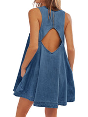 Robe en jean délavé sans manches pour tous les jours 