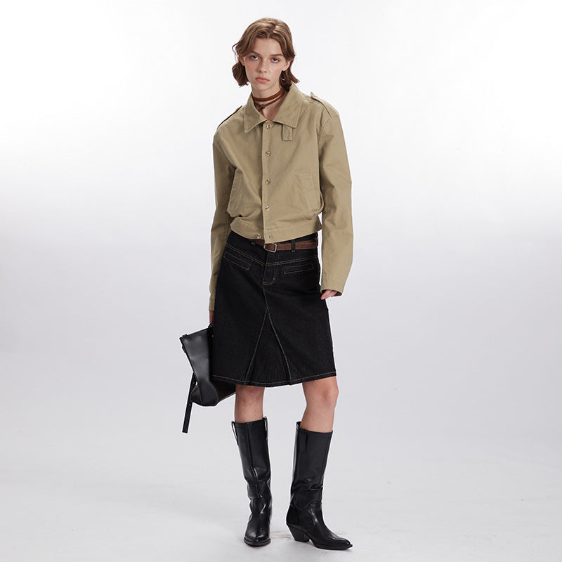 Classic Style Khaki Utility Jacket