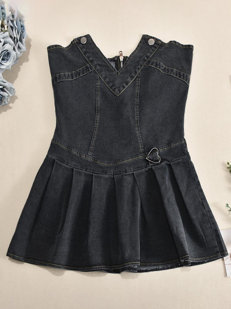 Sweetheart Denim Mini Dresses