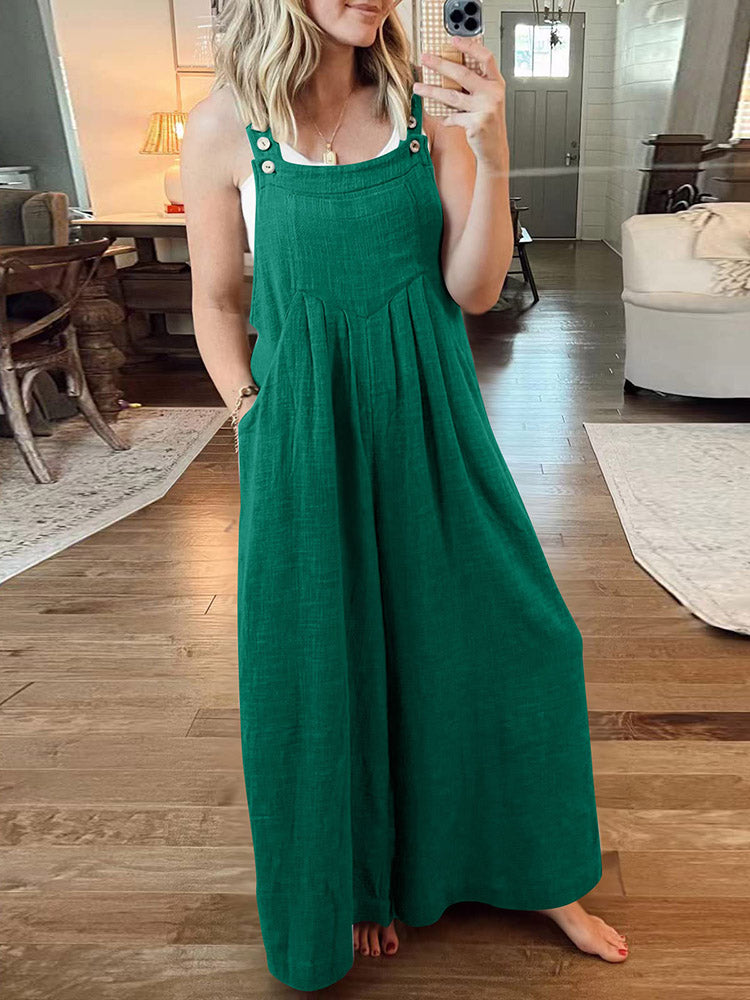 Cotton Linen Loose Overalls