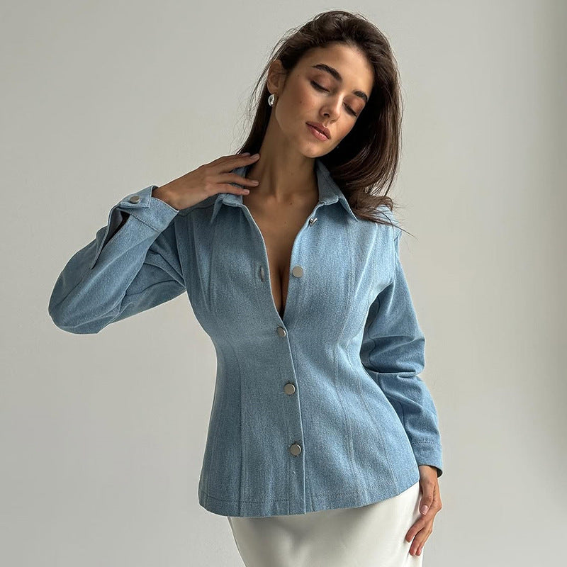 Sophisticated Chic Tailored Fit Denim Jacket